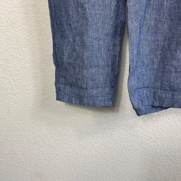 J.Jill 100% Linen Pull-On Pants Blue Size Small Elastic Waist Side Pockets - Picture 5 of 8